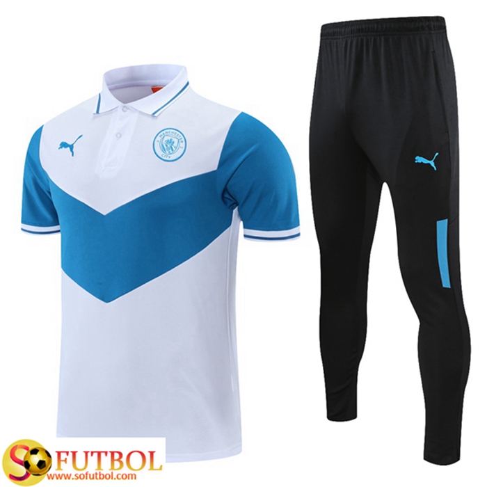 Camiseta Polo Manchester City + Pantalones Blanca/Azul 2021/2022
