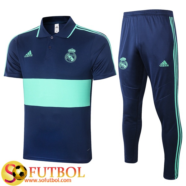 Polo Traje Real Madrid + Pantalones Azul Verde 2020/2021
