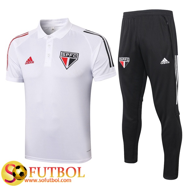 Polo Traje Sao Paulo FC + Pantalones Blanco 2020/2021