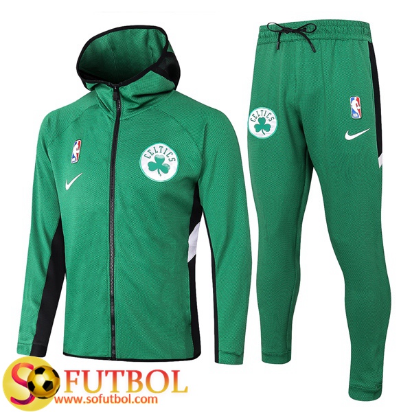 Replicas Exactas | Chandal Futbol Boston Celtics Verde 2020/2021 con capucha y Pantalon Entrenamiento