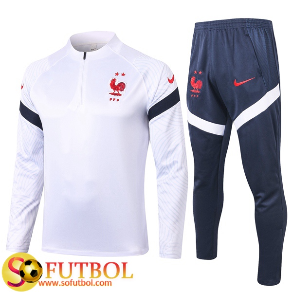 Chandal Futbol Francia Blanco 2020/2021 / Sudadera y Pantalon Entrenamiento