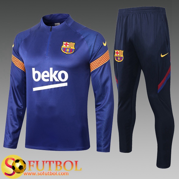 Chandal Futbol FC Barcelona Ninos Azul 2020/21 / Sudadera y Pantalon Entrenamiento