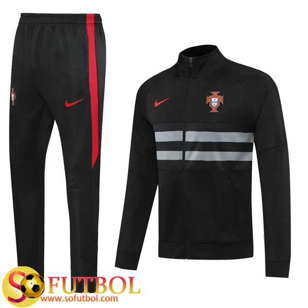 Chandal Futbol Portugal Negro 2020/2021 Chaqueta y Pantalon Entrenamiento
