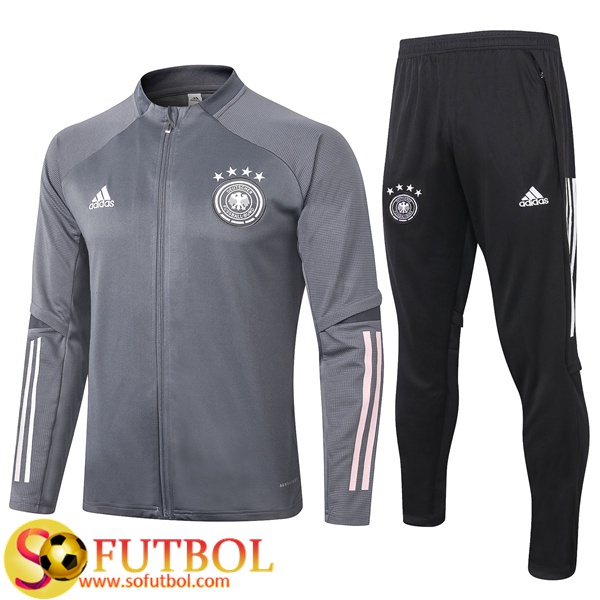 Chandal Futbol Alemania Gris Oscuro 2020/2021 Chaqueta y Pantalon Entrenamiento