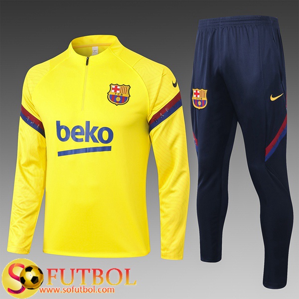 Chandal Futbol FC Barcelona Ninos Amarillo 2020/21 / Sudadera y Pantalon Entrenamiento
