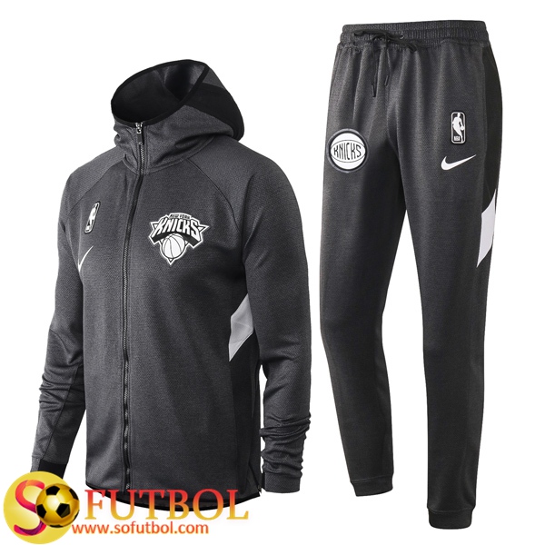 Chandal Futbol New York Knicks Gris 2020/2021 Chaqueta con capucha y Pantalon Entrenamiento