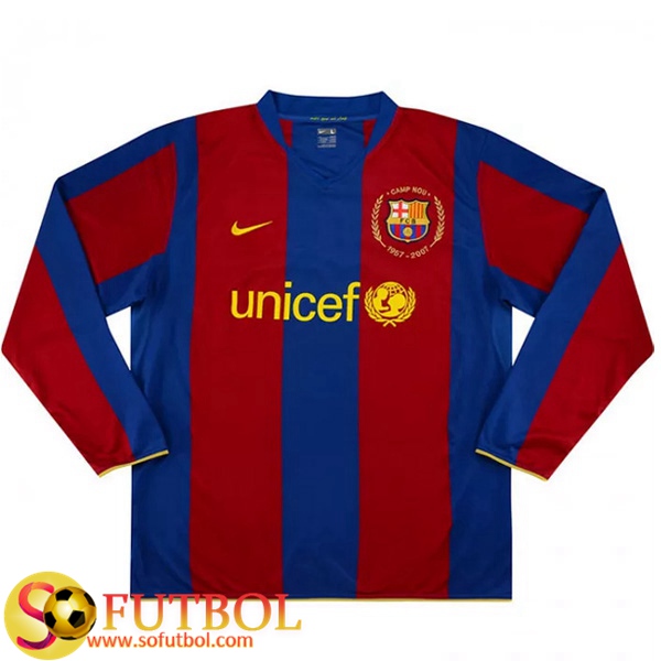 Camiseta Futbol FC Barcelona Retro Primera Manga larga 2007/2008