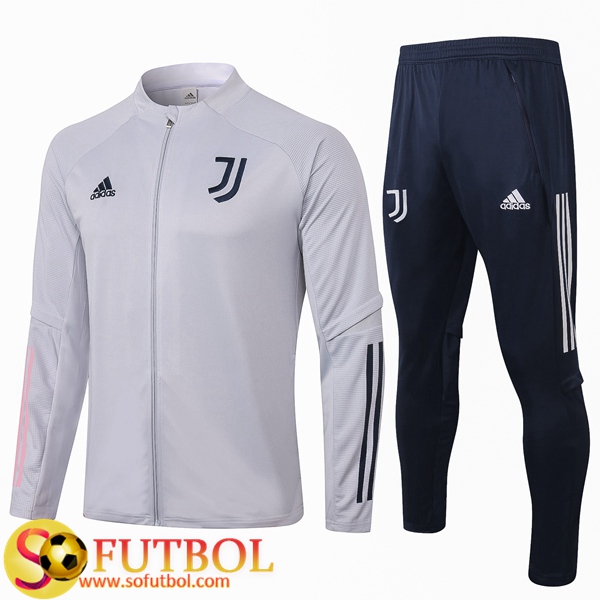 Chandal Futbol Juventus Gris Claro 2020/2021 Chaqueta y Pantalon Entrenamiento