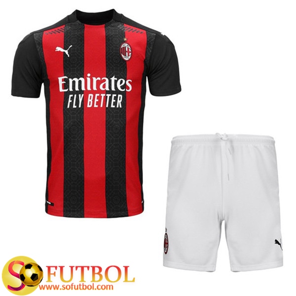 Nueva Camiseta + Pantalones Milan AC Ninos Primera 2020/21