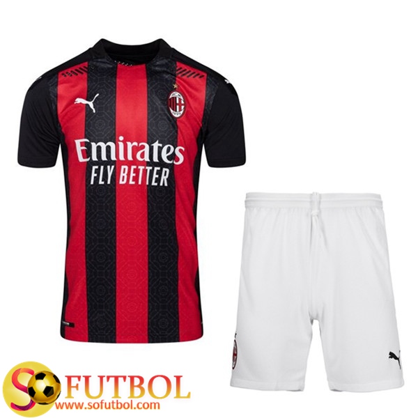 Traje Camiseta Futbol Milan AC Primera + Cortos 2020/21
