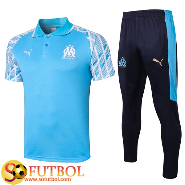 Polo Futbol Marsella OM + Pantalones Azul 2020/2021