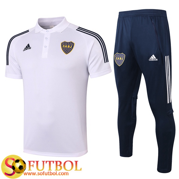 Polo Futbol Boca Juniors + Pantalones Blanco 2020/2021