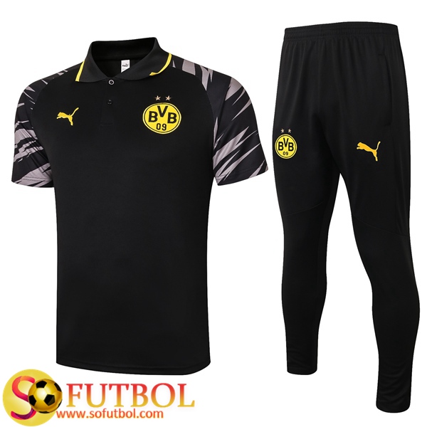 Polo Futbol Dortmund BVB + Pantalones Negro 2020/2021