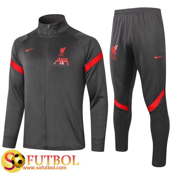 AAA calidad tailandesa Chandal de FC Liverpool Gris 2020 21 Chaqueta y Pantalon Entrenamiento