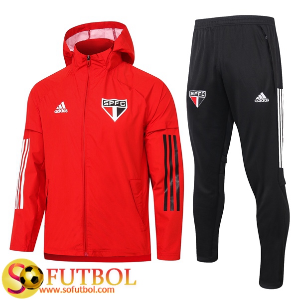 Chandal Futbol Sao Paulo FC Roja 2020/21 / Rompevientos y Pantalon Entrenamiento