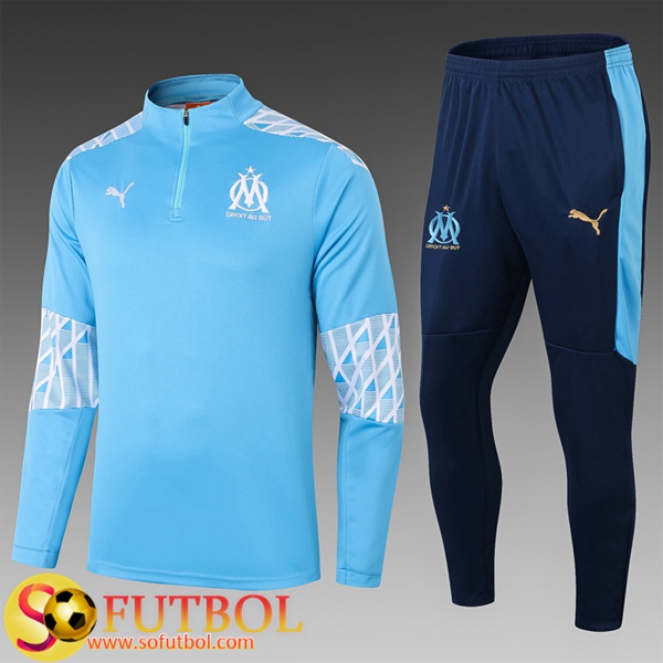 Chandal Futbol Marsella OM Ninos Azul 2020/21 / Sudadera y Pantalon Entrenamiento