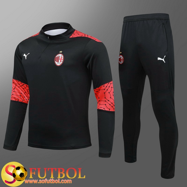 Chandal Futbol Milan AC Ninos Negro 2020/21 / Sudadera y Pantalon Entrenamiento