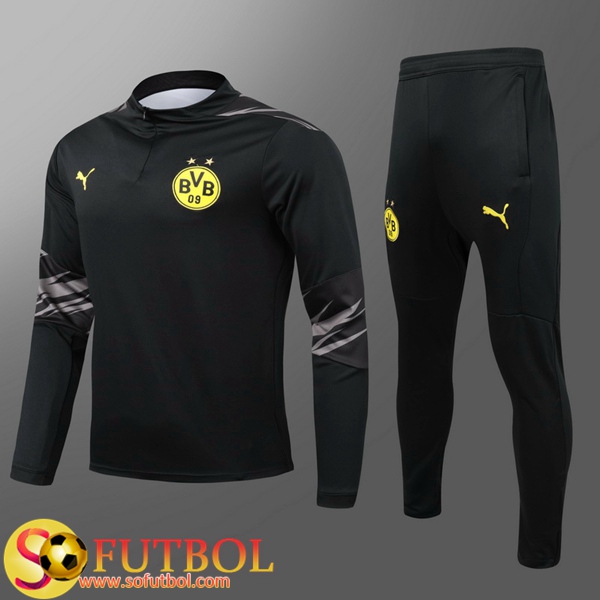Chandal Futbol Dortmund BVB Ninos Negro 2020/21 / Sudadera y Pantalon Entrenamiento