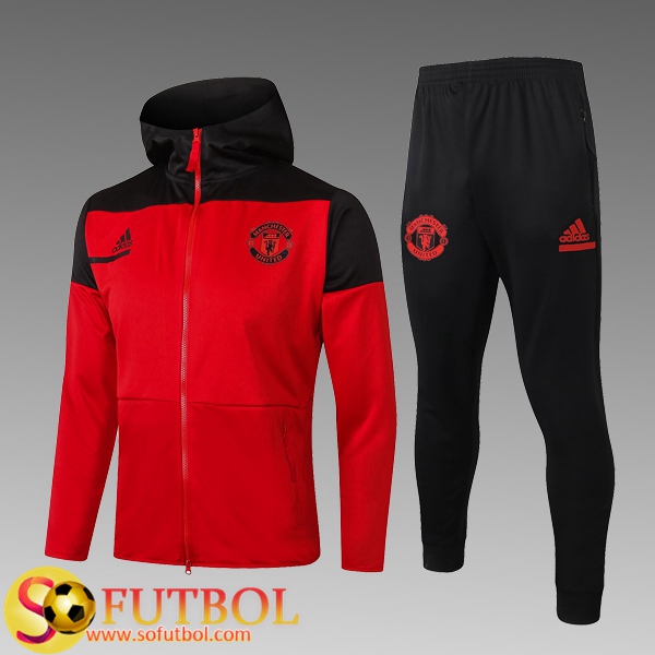 Chandal Futbol Manchester United Ninos Roja 2020 21 / Chaqueta Con Capucha  y Pantalon Entrenamiento