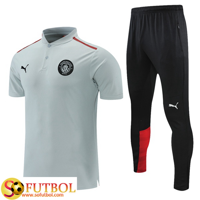 Camiseta Polo Manchester City + Pantalones Gris /Rojo 2021/2022