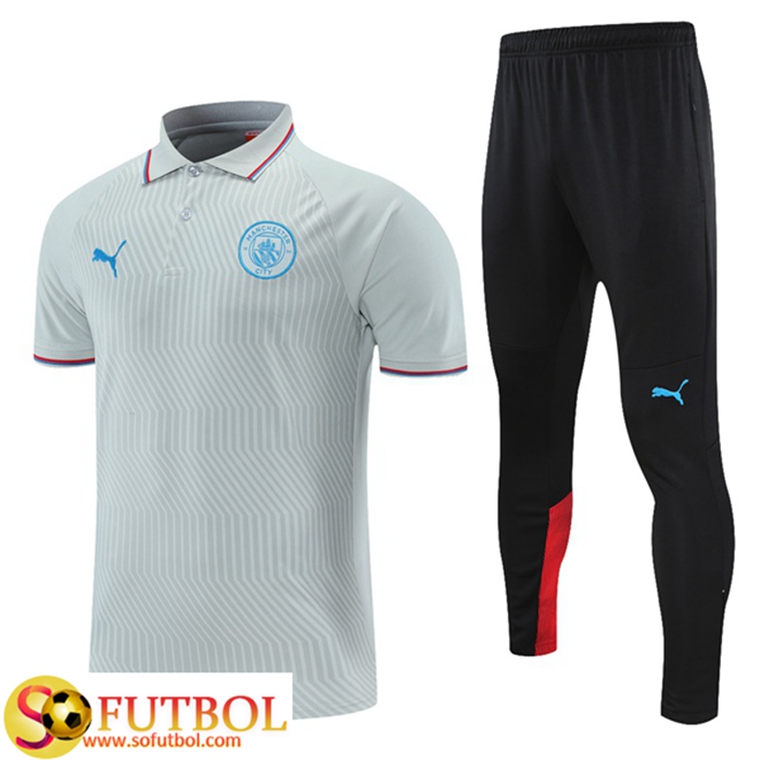 Camiseta Polo Manchester City + Pantalones Rojo/Gris 2021/2022