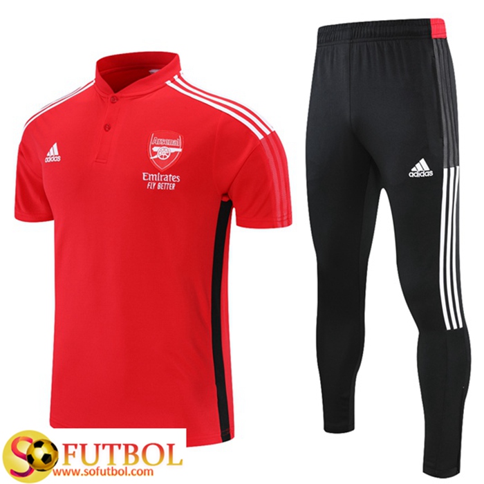 Camiseta Polo FC Arsenal + Pantalones Negro/Blancaa/Rojo 2021/2022