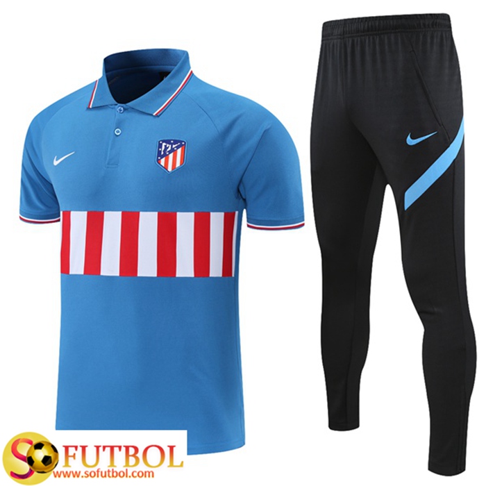 Camiseta Polo Atletico Madrid + Pantalones Azul/Rojo/Blancaa 2021/2022