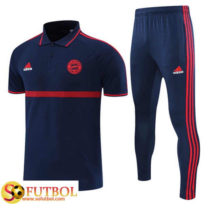 Camiseta Polo Bayern Munich + Pantalones Azul Marino/Rojo 2021/2022