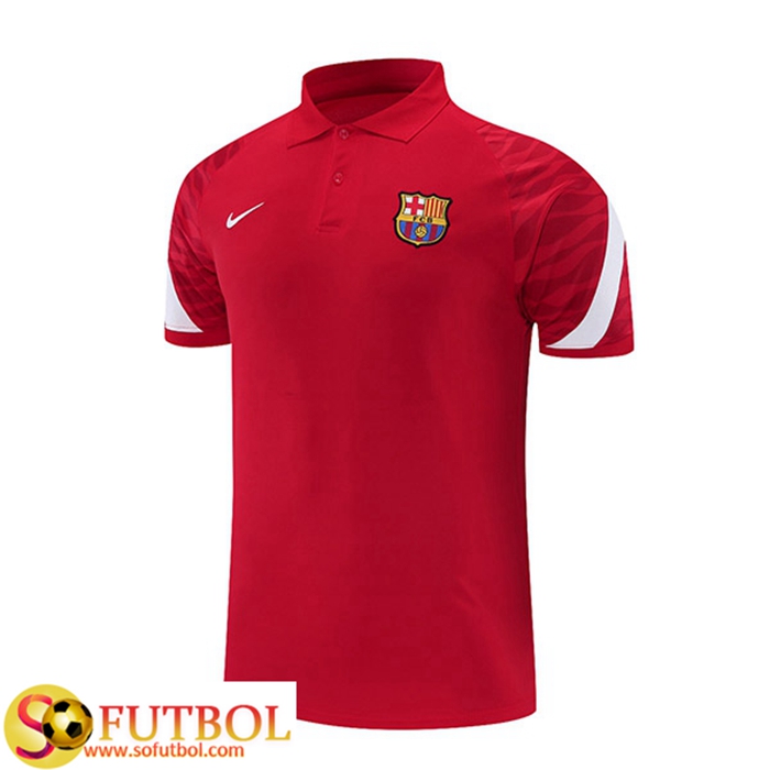 Camiseta Polo FC Barcelona Blancaa/Rojo 2021/2022