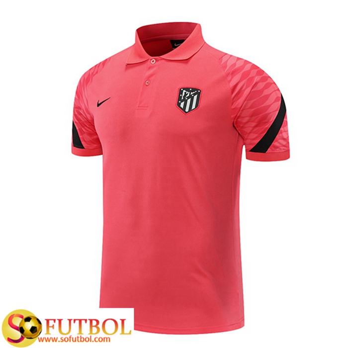 Camiseta Polo Atletico Madrid Negro/Rojo 2021/2022