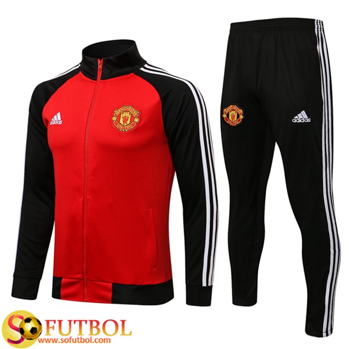 Chandal de Sudadera del Manchester United 2021 Rojo y Negro