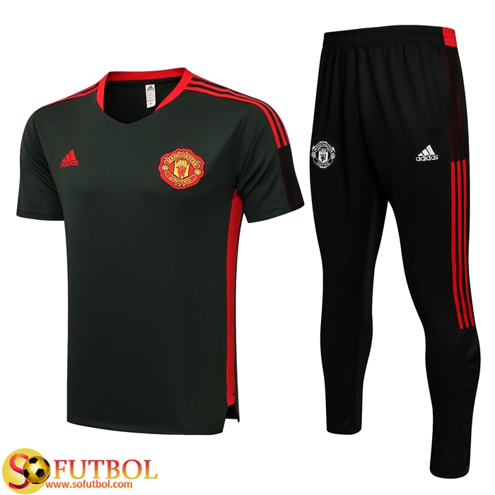 Camiseta Polo Manchester United + Pantalones Negro/Rojo 2021/2022