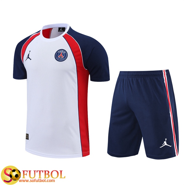 Camiseta Entrenamiento +Cortos Jordan PSG Blanco/Rojo 2022/2023