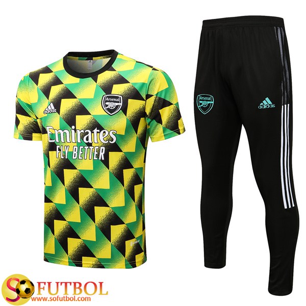 Camiseta Entrenamiento + Pantalones Arsenal Verde/Amarillo 2022/2023