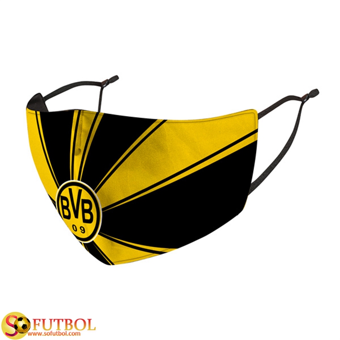 Mascarilla Futbol Dortmund Negro/Amarillo Reutilisable