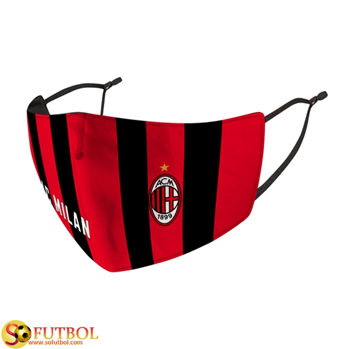 Mascarilla Futbol AC Milan Rojo/Negro Reutilisable