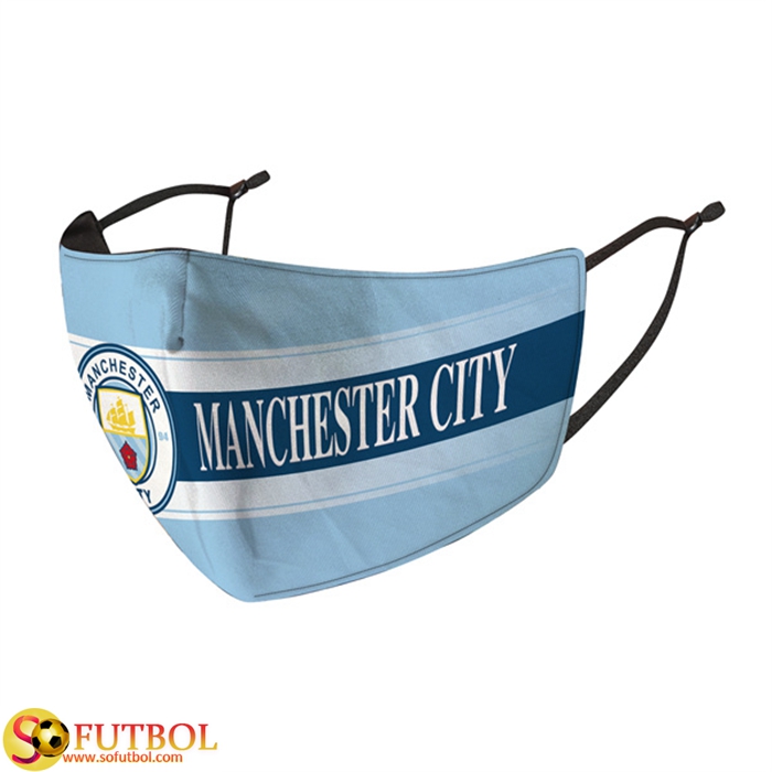 Mascarilla Futbol Manchester City Azul/Blanco Reutilisable