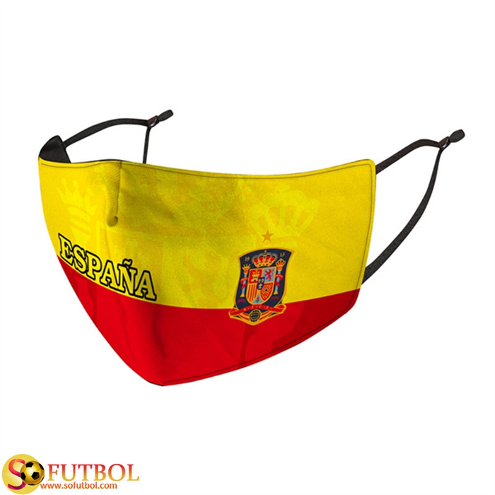 Mascarilla Futbol España Amarillo/Rojo Reutilisable