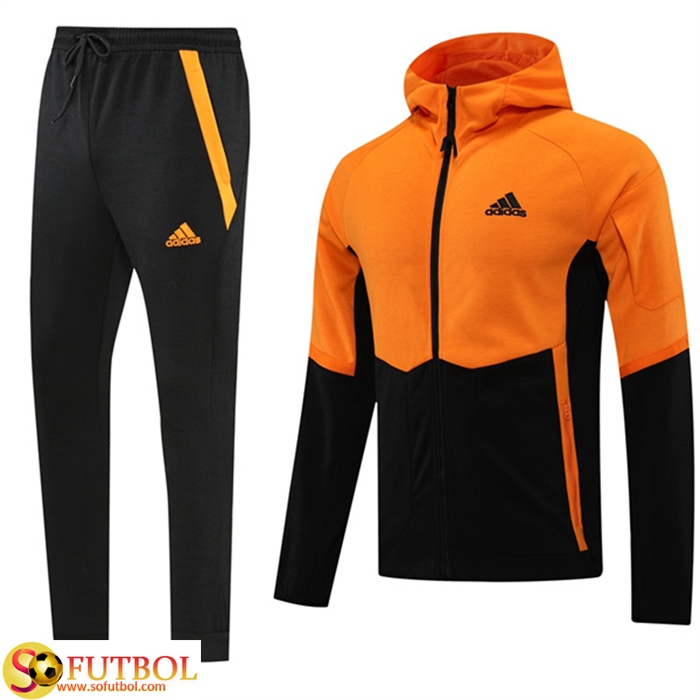 Comprar Online Chaqueta Con Capucha Chandal Adidas Negro Naranja 2022 2023 Baratas