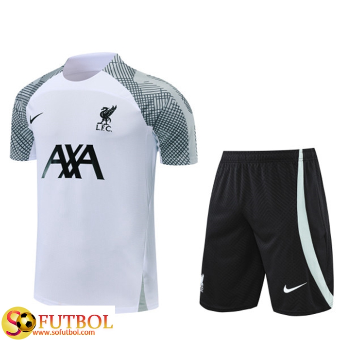 Camiseta Entrenamiento FC Liverpool + Cortos Blanco 2022/2023