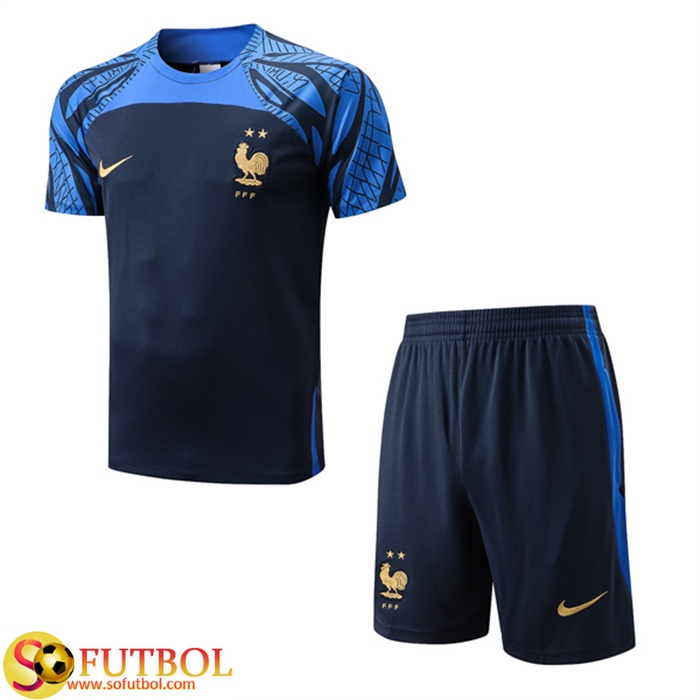 Camiseta Entrenamiento Francia + Cortos Azul marino 2022/2023