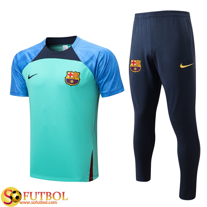 Camiseta Entrenamiento + Pantalones FC Barcelona Azul/Verde 2022/2023