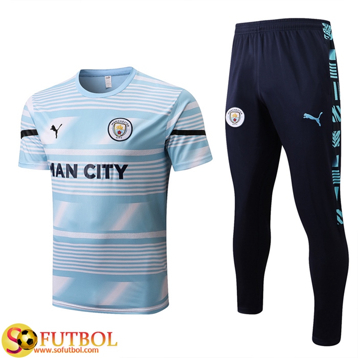 Camiseta Entrenamiento + Pantalones Manchester City Azul/Blanco 2022/2023