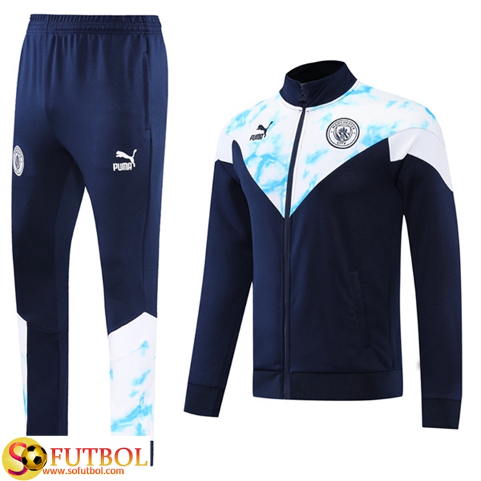 Comprar Chandal Equipos De Futbol - Chaquetas Manchester City Azul  marino/Blanco 2022/2023 Baratas