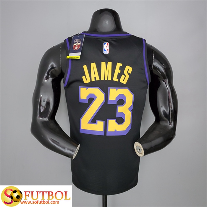 Dificil ironía emparedado Solo Camisetas Los Angeles Lakers (James #23) 2021 Negro Baratas