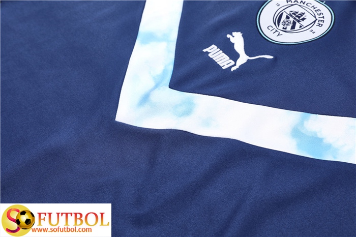 Las Nuevas Chandal Equipos De Futbol - Chaquetas Manchester City Azul  marino/Blanco 2022/2023