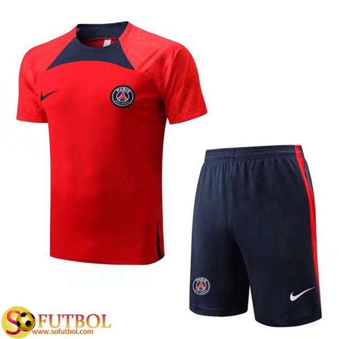 Camiseta Entrenamiento + Cortos PSG Rojo/Negro 2022/2023