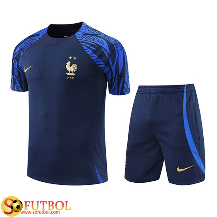 Camiseta Entrenamiento + Cortos Francia Azul marino 2022/2023