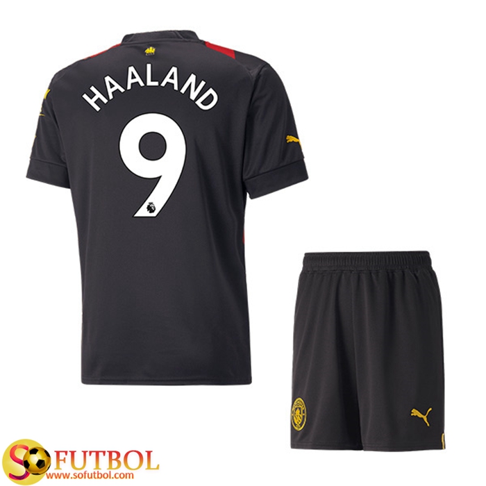Camisetas De Futbol Manchester City (HAALAND #9) Ninos Segunda 2022/23