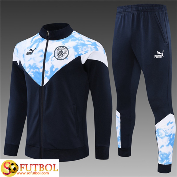 Chandal de Sudadera del Manchester City 2022-2023 Blanco y Azul